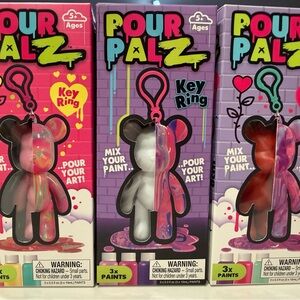 Set of 3 (1-pink, 1-white and 1-red) Pour Palz DIY Key Chain Kit
